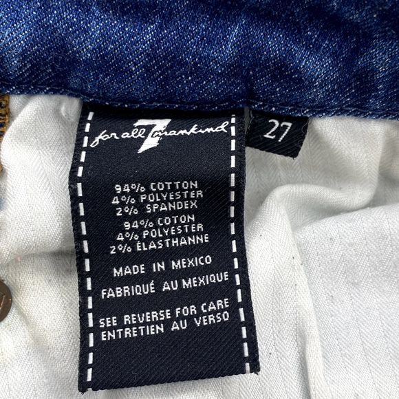 7 For All Mankind Women Jeans 27 Two-Tone Stripe Tapered 70's Crop Preppy Retro - Picture 9 of 14